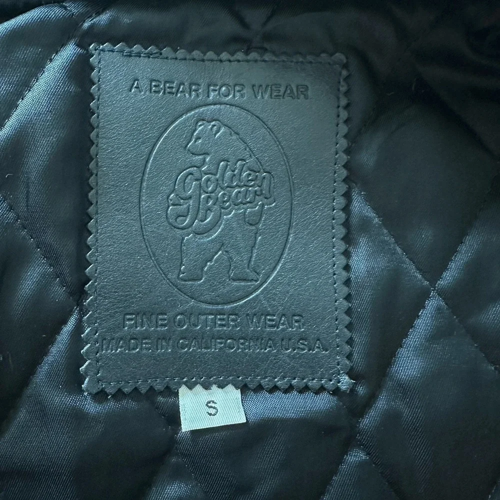 Vintage Golden Bear Varsity Jacket Wool Leather Men's‎ Small Black Sony Logo USA